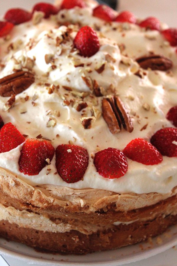 Strawberries and Cream Meringue Cake aninas recipes
