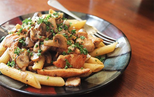 Penne with Spicy Chicken and Mushrooms