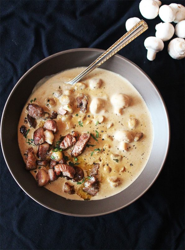 Mushroom Soup with Crispy Lamb - aninas recipes