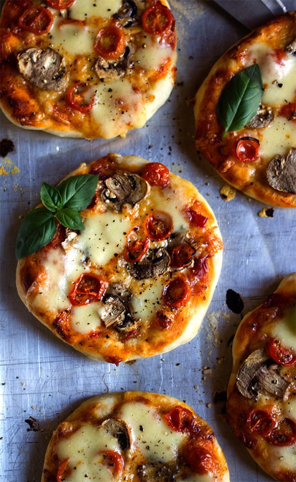 Mushroom and Tomato Mini Pizzas aninas recipes