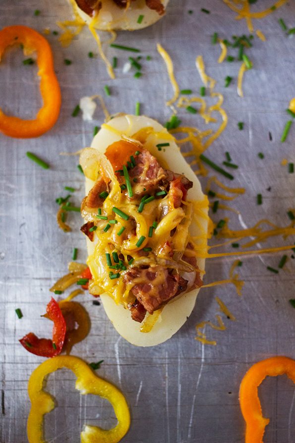 Sweet Pepper, Ham and Cheese Loaded Potatoes
