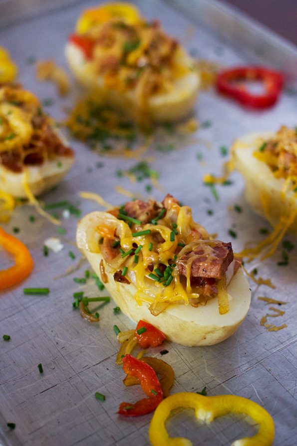 Sweet Pepper, Ham and Cheese Loaded Potatoes
