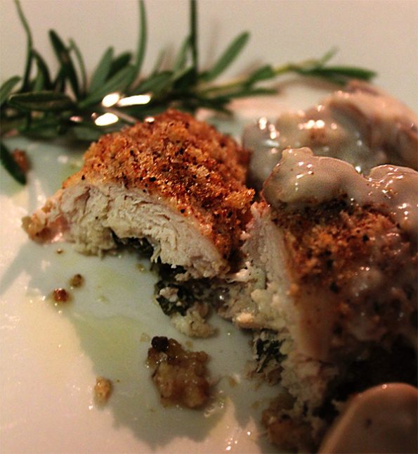 Chicken Kiev with Mushroom Sauce