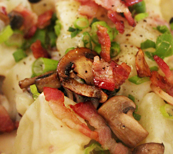 Warm Potatoes with Bacon, Mushroom and Spring Onion aninas recipes