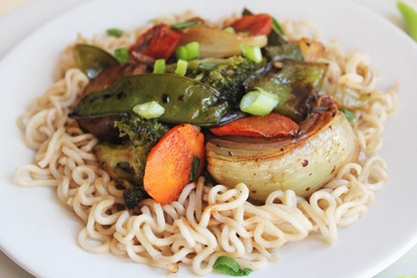 Noodles with Soy Roasted Veggies