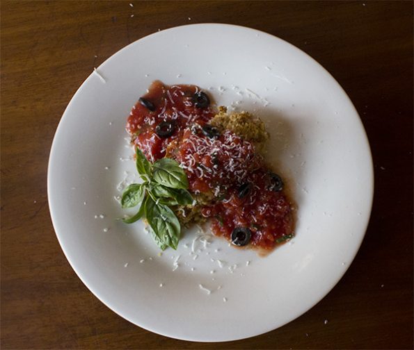 Crumbed Chicken Puttanesca