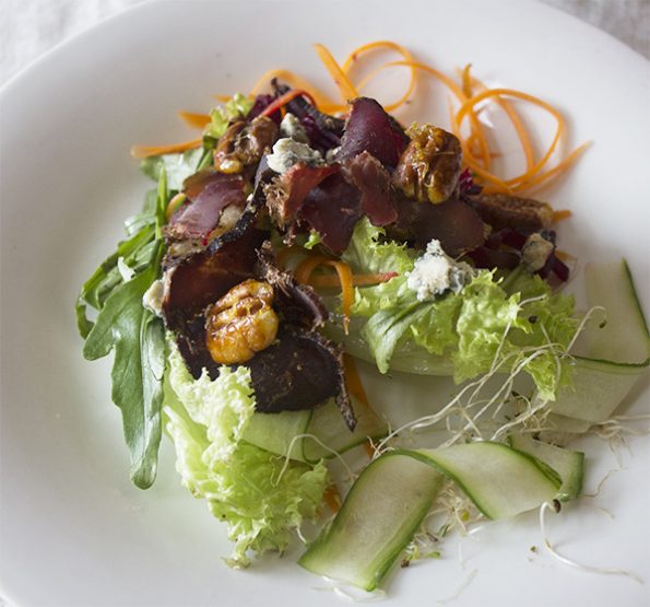 Biltong and Blue Cheese Salad with Candied Pecans
