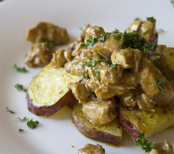 Chicken Korma with Roasted Sweet Potato