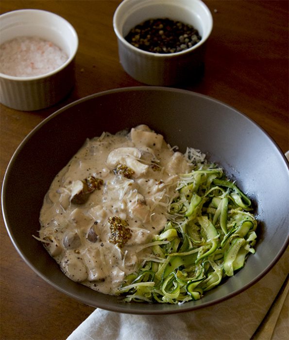 Creamy Mushrooms and Zucchini Noodles