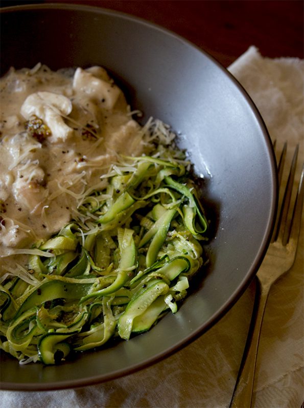 Creamy Mushrooms with Zucchini Noodles