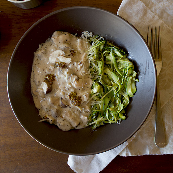 Creamy Mushrooms with Zucchini Noodles aninas recipes