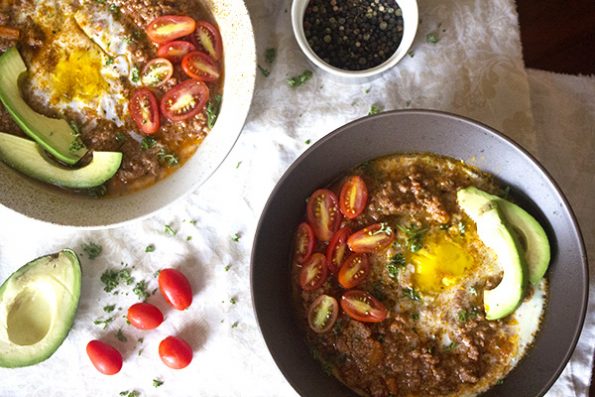 Baked Eggs in Bolognese