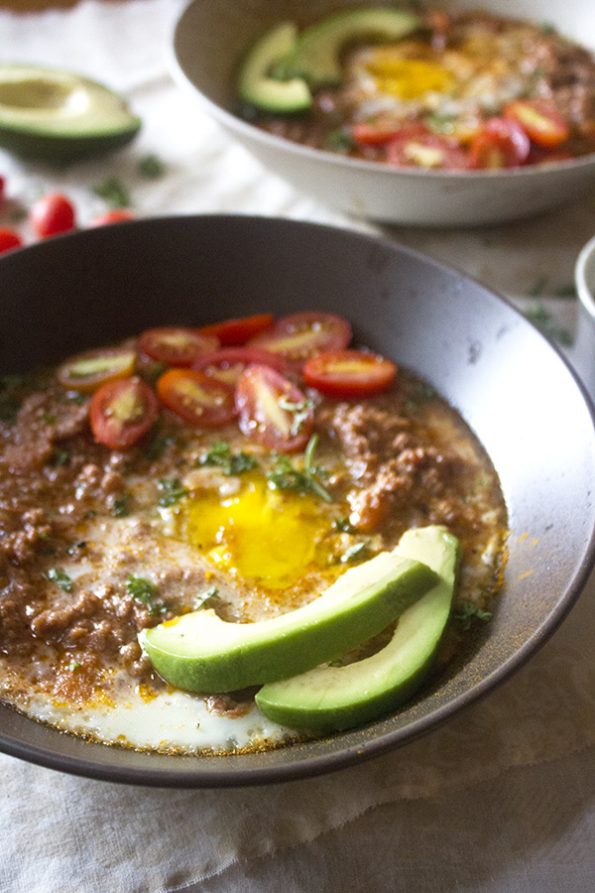 Baked Eggs in Bolognese