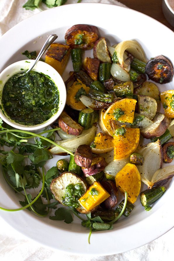 Grilled Vegetables with Coriander Pesto