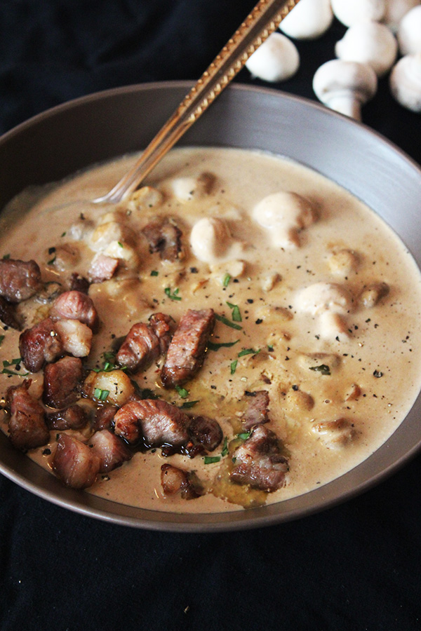 Mushroom Soup with Crispy Lamb - aninas recipes