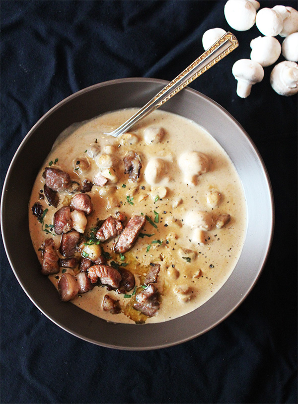 Mushroom Soup with Crispy Lamb Mushroom Soup with Crispy Lamb