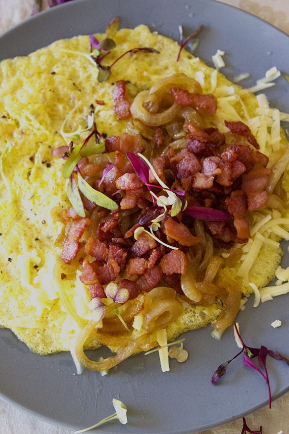 Caramelized Onion, Bacon and Gouda Omelette - aninas recipes