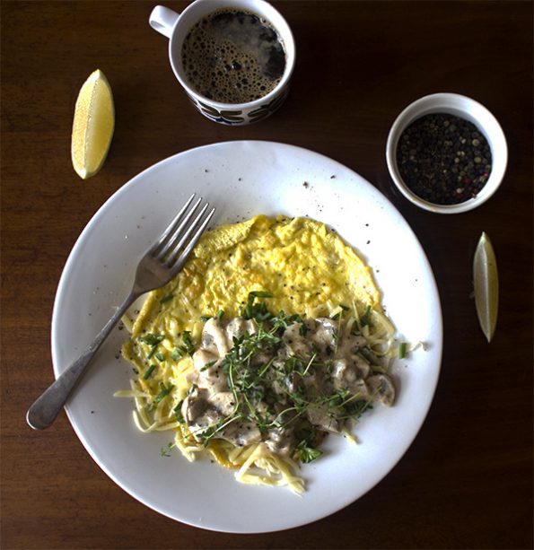 Herbs, Mozzarella and Creamy Mushroom Omelette