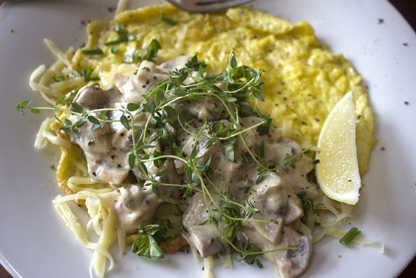 Herbs, Mozzarella and Mushroom Omelette