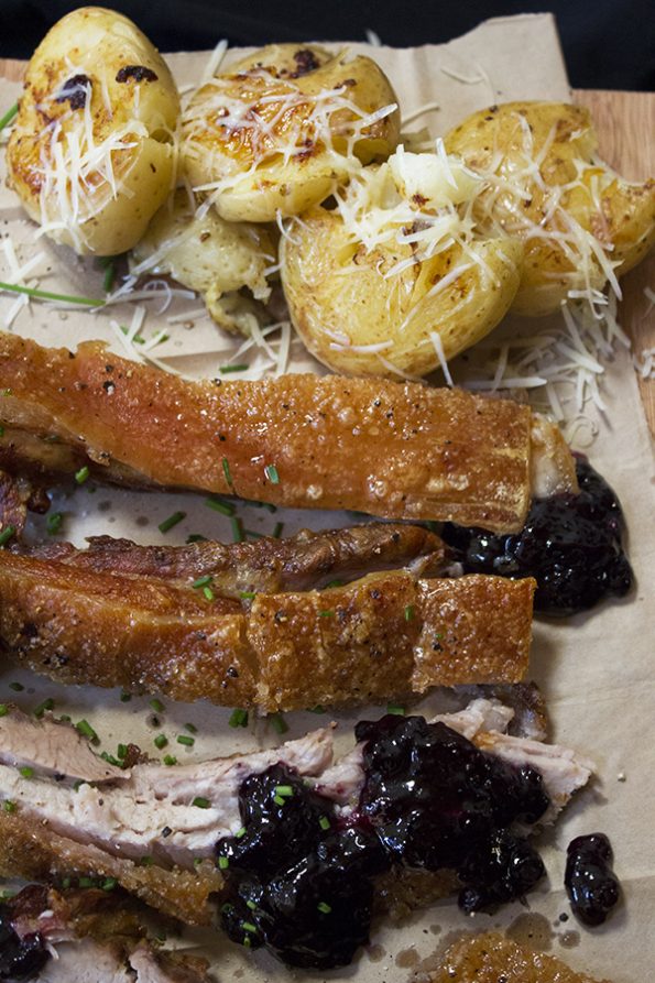 Pork Belly with Blueberry Compote