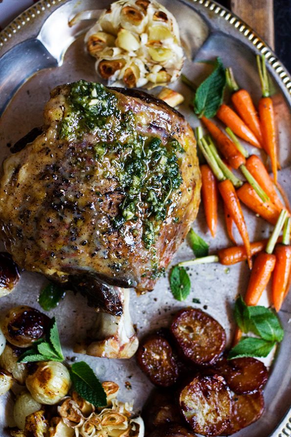 Roasted Leg of Lamb with Mint Pesto