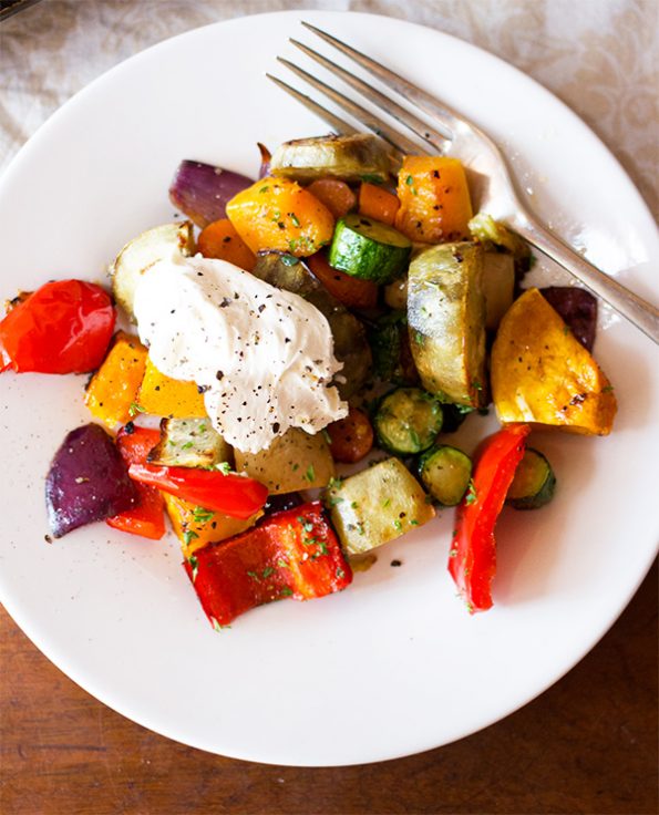 Roasted Vegetables with Creme Fraiche