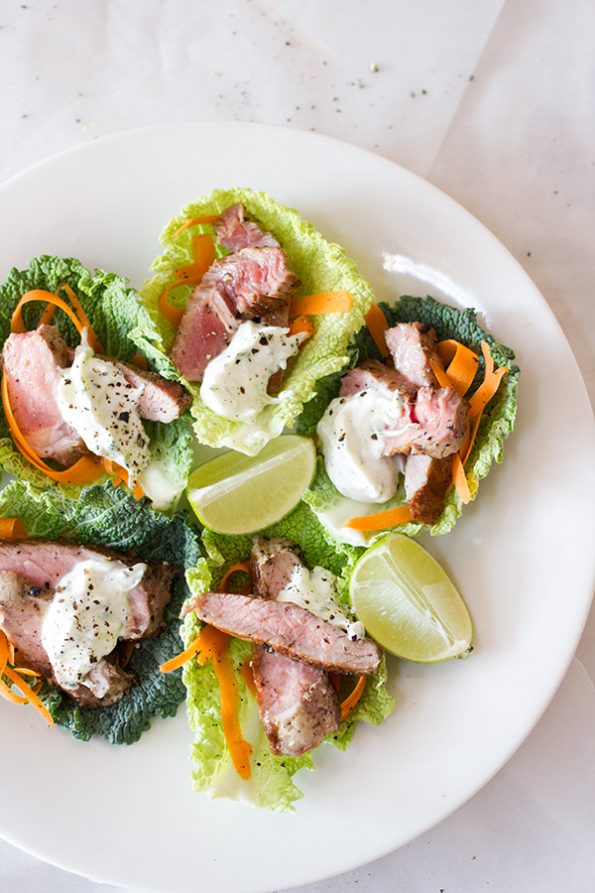 Savoy Cabbage and Beef Bites with Tzatziki Savoy Cabbage and Beef Bites with Tzatziki
