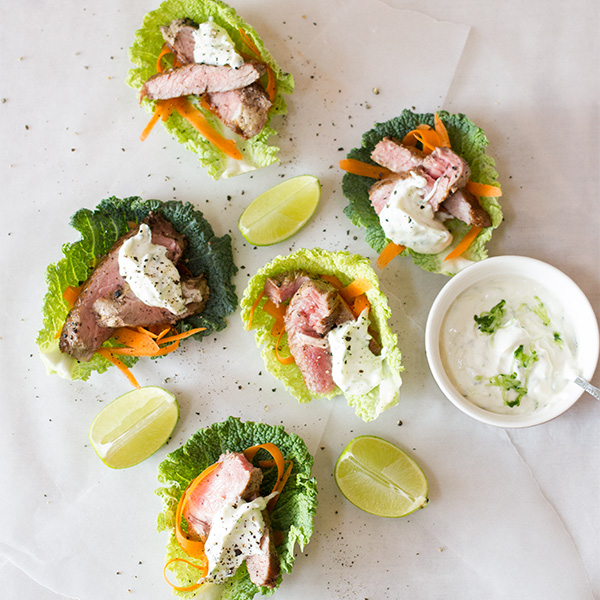 Savoy Cabbage and Beef Bites with Tzatziki Savoy Cabbage and Beef Bites with Tzatziki