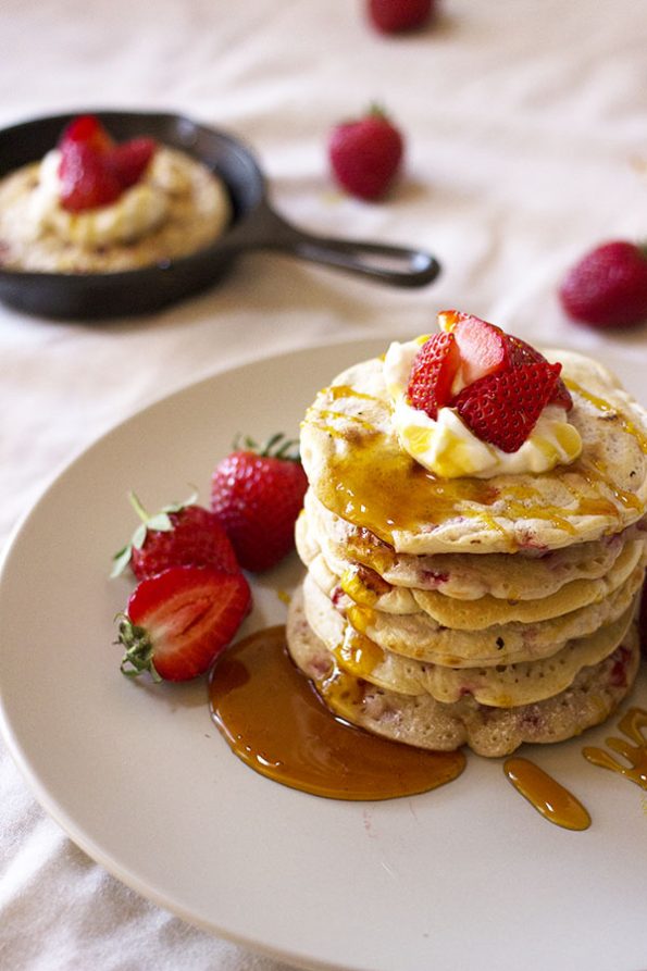 Strawberry Flapjacks with Maple Syrup