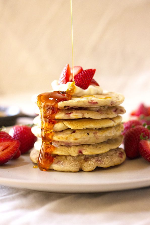 Strawberry Flapjacks with Maple Syrup