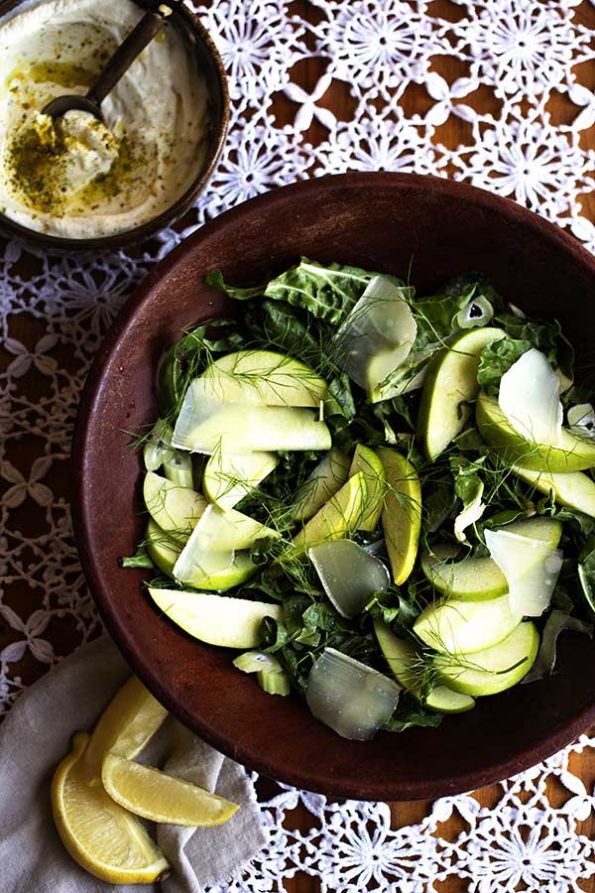 Spinach, Apple and Fennel Salad with Spiced Yogurt