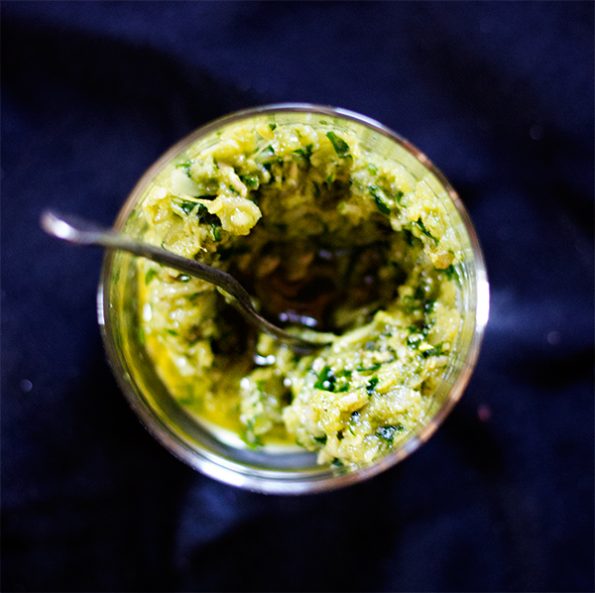 Slow Roasted Leg of Pork with Ginger and Coriander Pesto