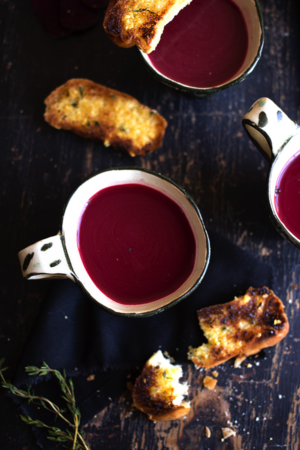 Chilled Beetroot Soup with Garlic and Thyme Toasts Chilled Beetroot Soup with Garlic and Thyme Toasts