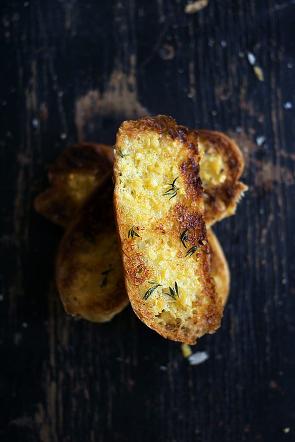 Chilled Beetroot Soup with Garlic and Thyme Toasts