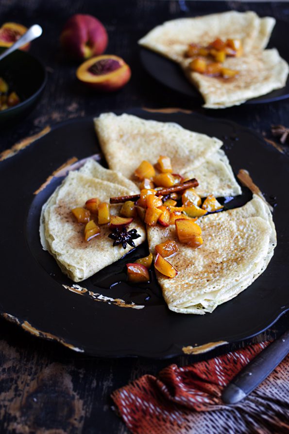 Crepes with Spiced Caramelized Nectarines