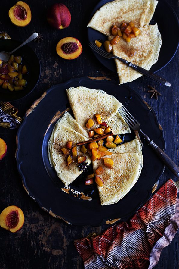Crepes with Spiced Caramelized Nectarines