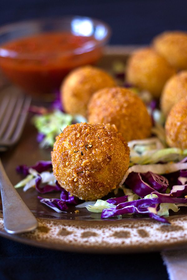 Crispy Basmati Rice Balls with Tomato and Herb Sauce aninas recipes