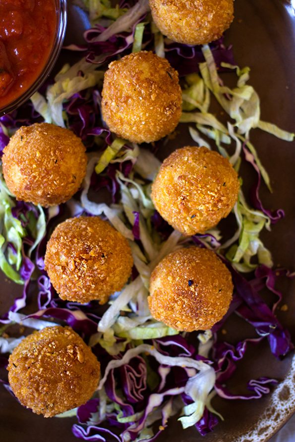 Crispy Basmati Rice Balls with Tomato and Herb Sauce