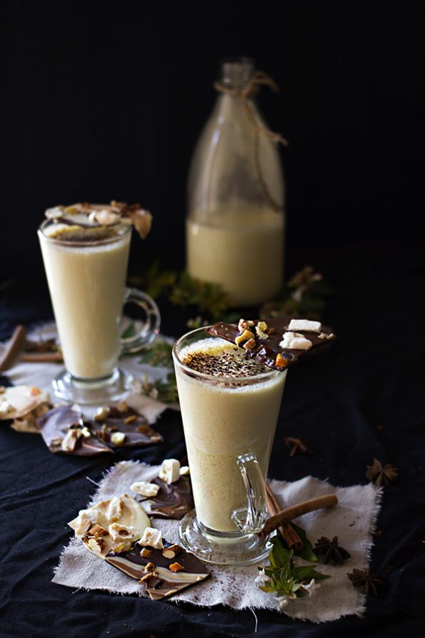 Spiced Eggnog with Festive Chocolate Bark