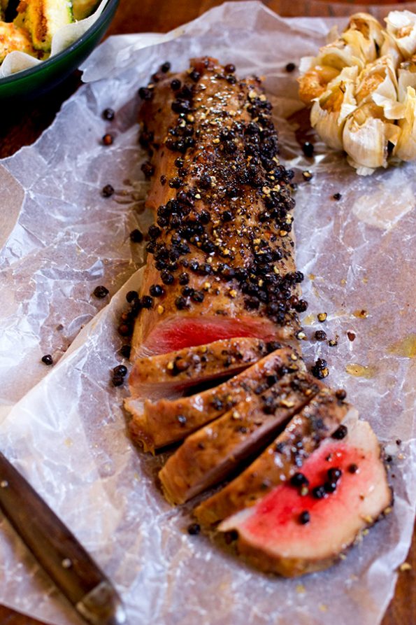 Pepper Crusted Eland Loin with Garlic Sauce