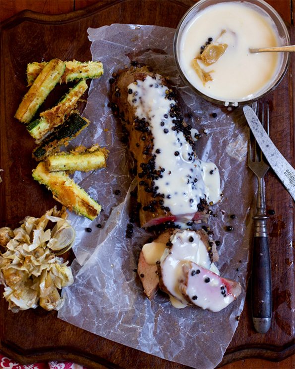 Pepper Crusted Eland Loin with Garlic Sauce