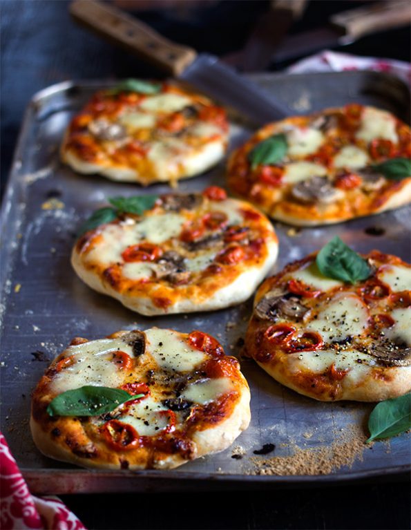 Mushroom and Tomato Mini Pizzas