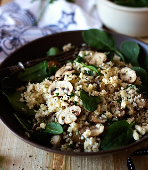 Mushroom and Spinach Cauliflower Pilau