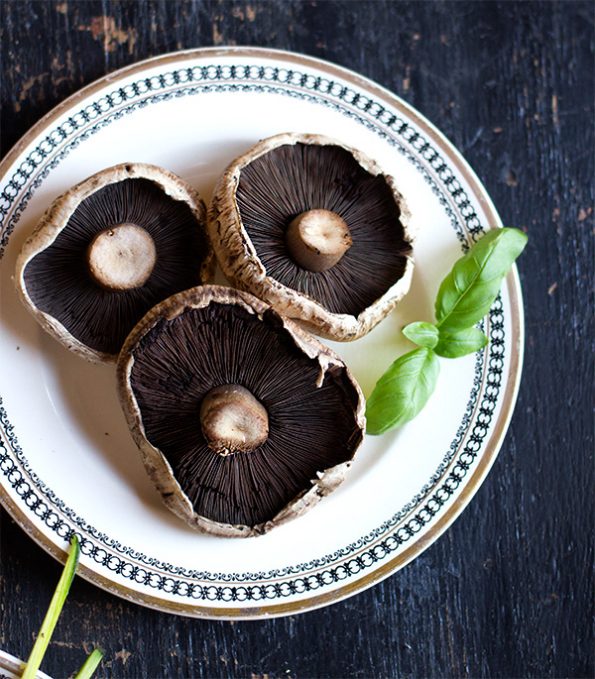 Pesto Chicken with Brown Mushrooms on Zucchini Noodles