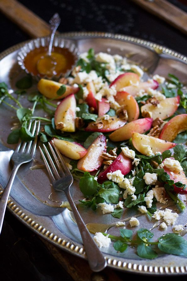 Peach, Feta and Pecan Salad with Honey