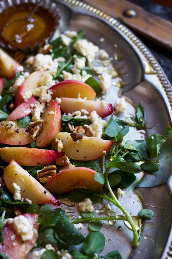 Peach, Feta and Pecan Salad with Honey