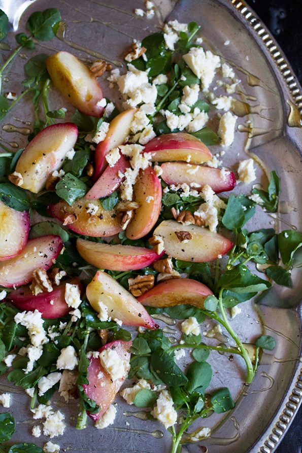 Peach, Feta and Pecan Salad with Honey