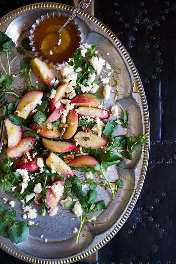 Peach, Feta and Pecan Salad with Honey
