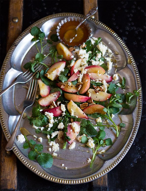 Peach, Feta and Pecan Salad with Honey