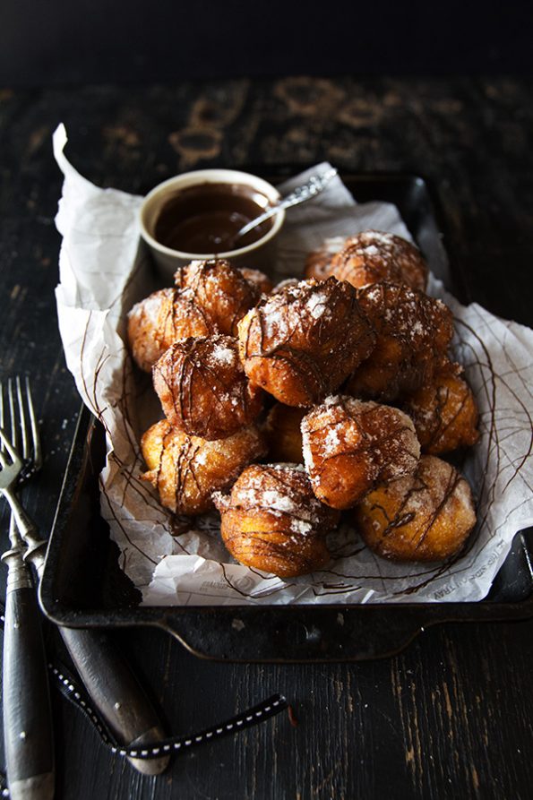 Pumpkin Doughnut Bites with Dark Chocolate Drizzle